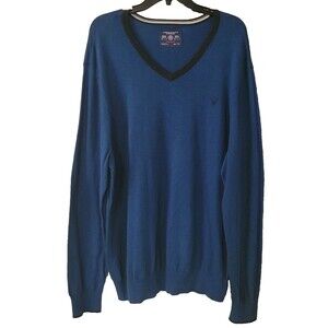 American Eagle Outfitters Sweater Mens XXL Blue V neck Athletic Fit Prep…
